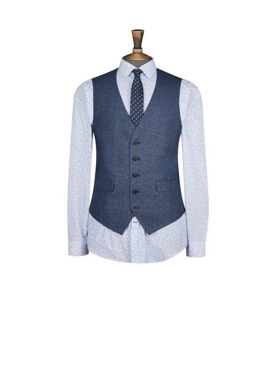 Burton Blue Texture Skinny Fit Suit Waistcoat 4