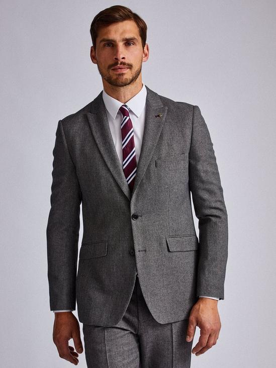Burton Grey Birdseye Slim Fit Suit Jacket 1