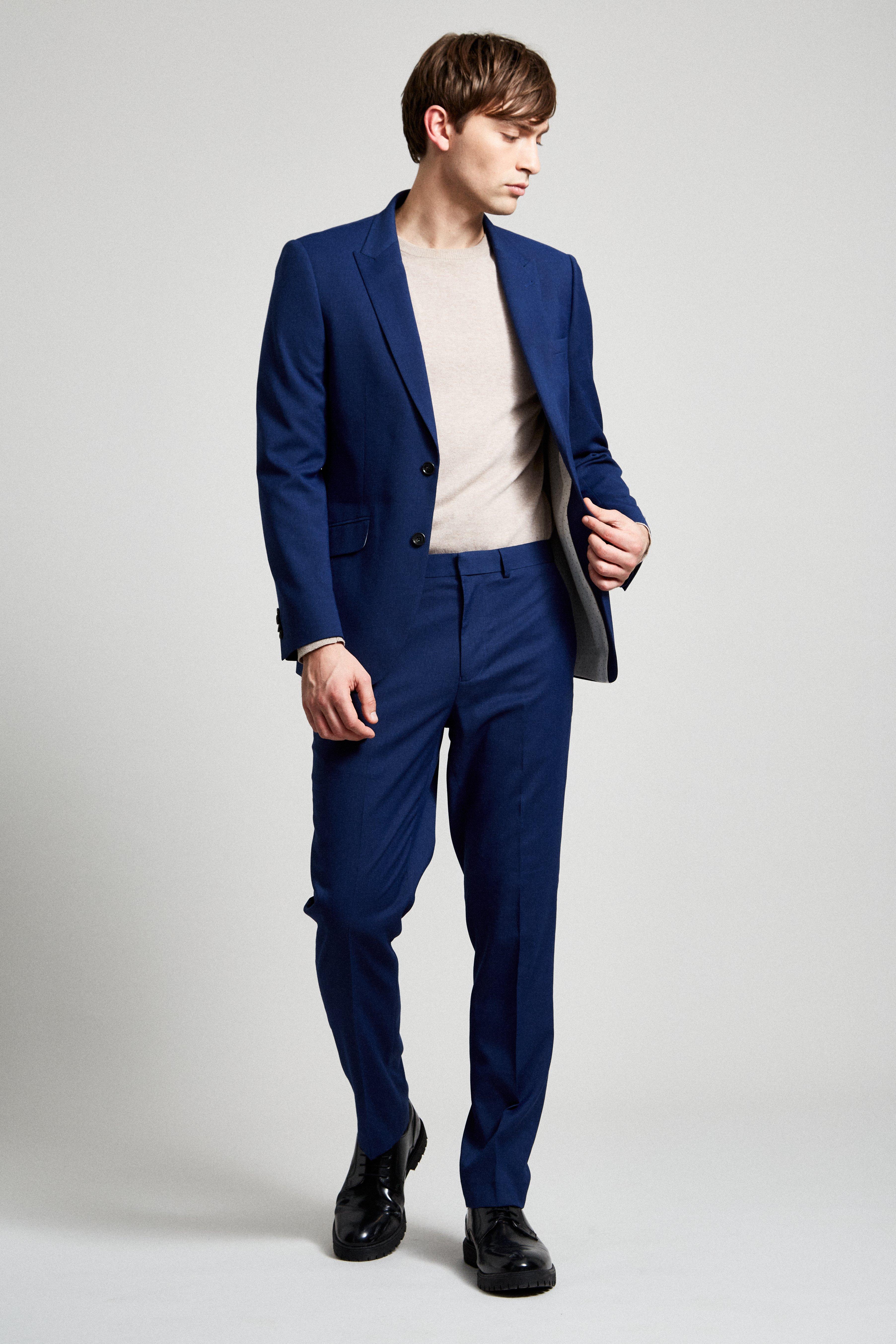 Suits Slim Fit Blue Texture Suit Jacket Burton