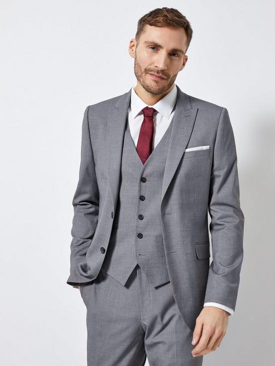 Burton Grey Texture Skinny Fit Suit Jacket 1