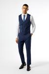 Burton Navy Highlight Check Slim Fit Suit Waistcoat thumbnail 1