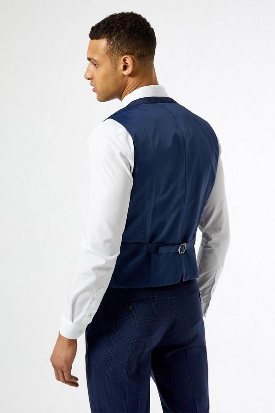 Burton Navy Highlight Check Slim Fit Suit Waistcoat 4