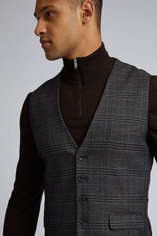 Burton Grey and Brown Skinny Multi Check Waistcoat 3