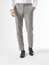 Burton Grey and burgundy check slim fit suit trousers thumbnail 1