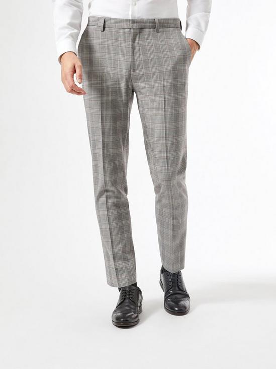 Burton Grey and burgundy check slim fit suit trousers 1