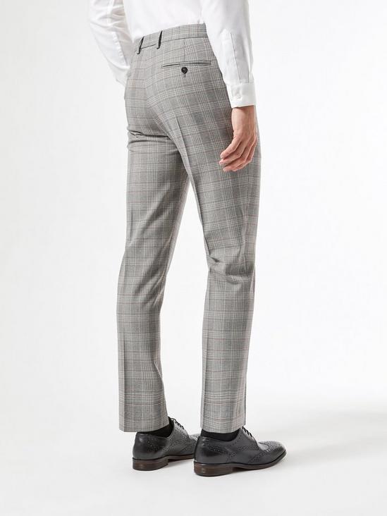 Burton Grey and burgundy check slim fit suit trousers 2