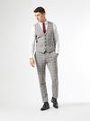 Burton Grey and burgundy check slim fit suit trousers thumbnail 3