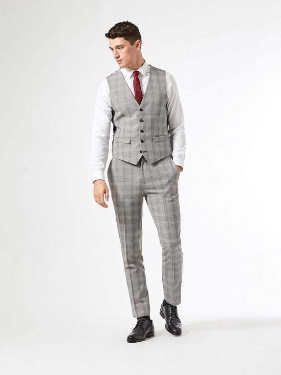 Burton Grey and burgundy check slim fit suit trousers 3