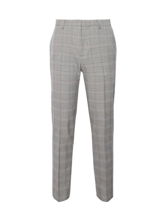 Burton Grey and burgundy check slim fit suit trousers 4