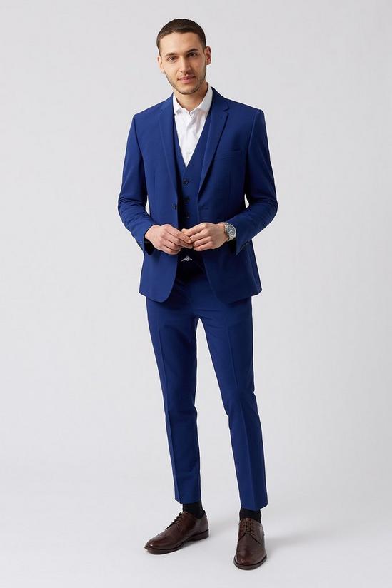 Burton Bright Blue Skinny Fit Suit Waistcoat 1