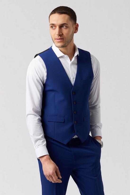 Burton Bright Blue Skinny Fit Suit Waistcoat 2