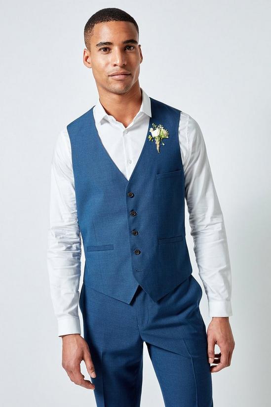 Burton Blue Texture Slim Fit Waistcoat 1