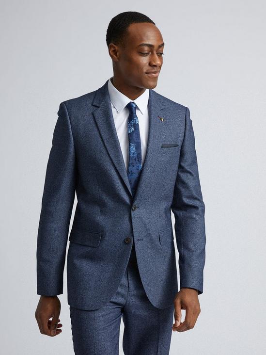 Burton Blue Texture Slim Fit Suit Jacket 1