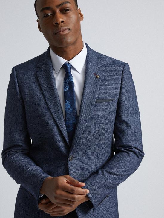 Burton Blue Texture Slim Fit Suit Jacket 3