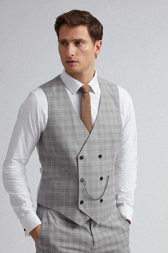 Burton Grey and Neutral Check Waistcoat 1