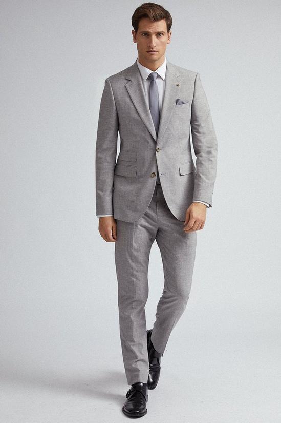 Burton Grey and Black Stripe Slim Fit Suit Jacket 2