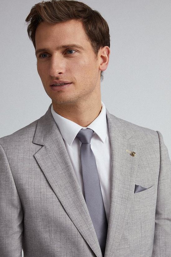 Burton Grey and Black Stripe Slim Fit Suit Jacket 4