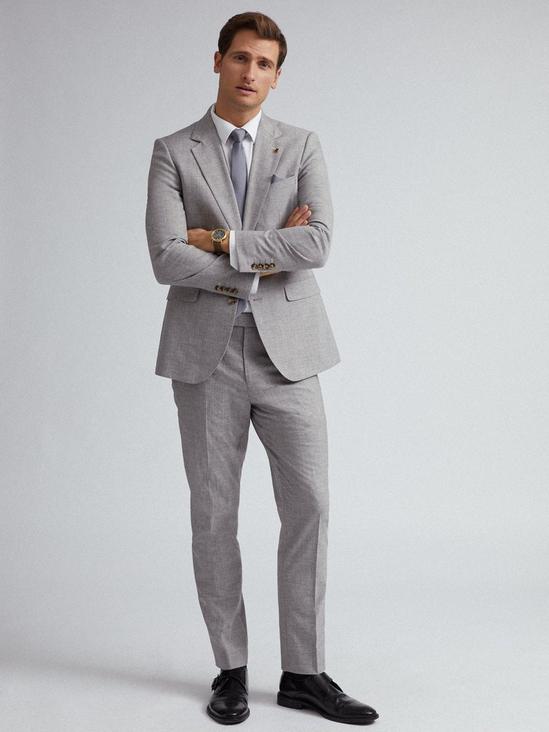 Burton Grey and Black Stripe Slim Fit Suit Jacket 5