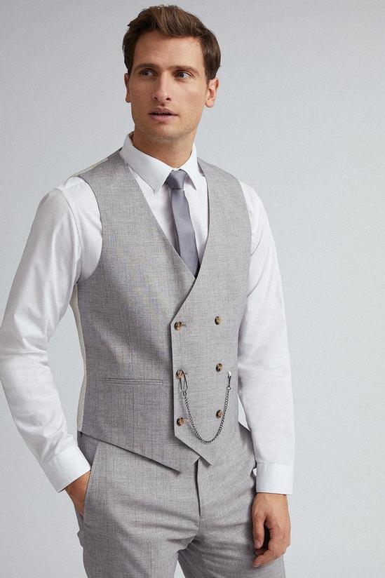 Burton Grey and Black Stripe Slim Fit Suit Waistcoat 1