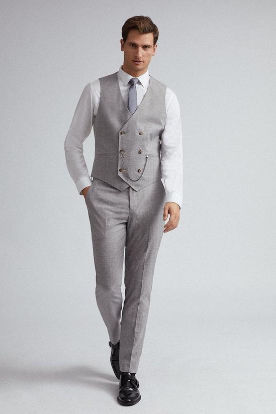 Burton Grey and Black Stripe Slim Fit Suit Waistcoat 2
