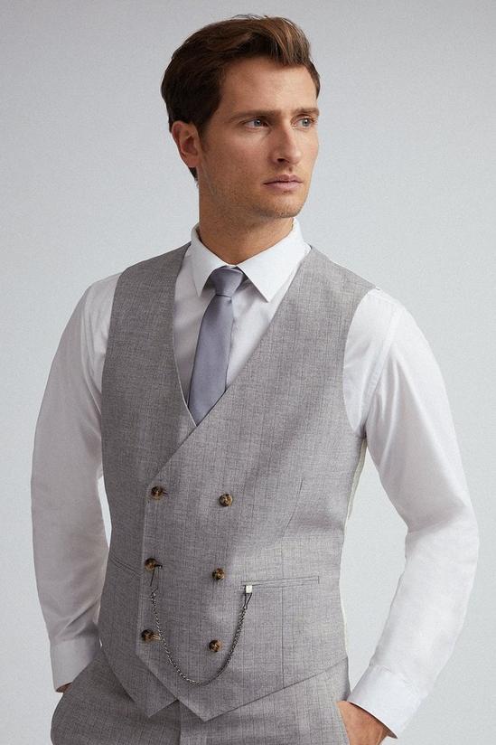 Burton Grey and Black Stripe Slim Fit Suit Waistcoat 4