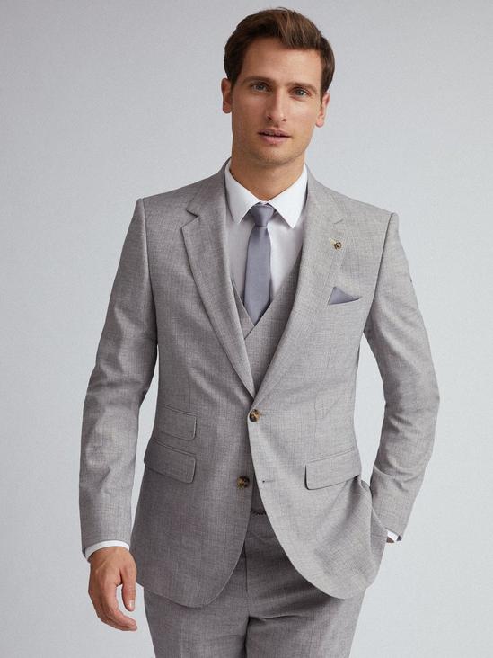 Burton Grey and Black Stripe Slim Fit Suit Waistcoat 5