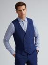 Burton Blue Self Check Tailored Fit Suit Waistcoat thumbnail 1