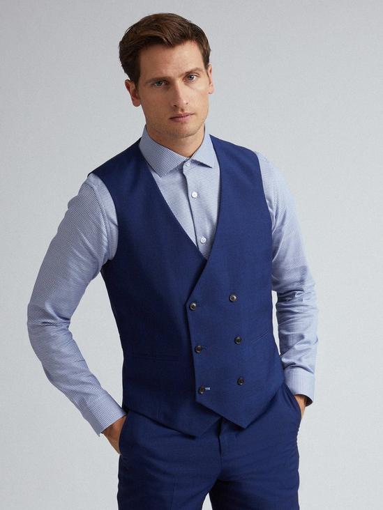 Burton Blue Self Check Tailored Fit Suit Waistcoat 1