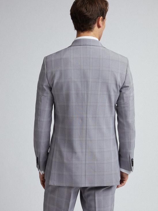 Burton Light Grey Graphic Check Slim Fit Suit Jacket 2