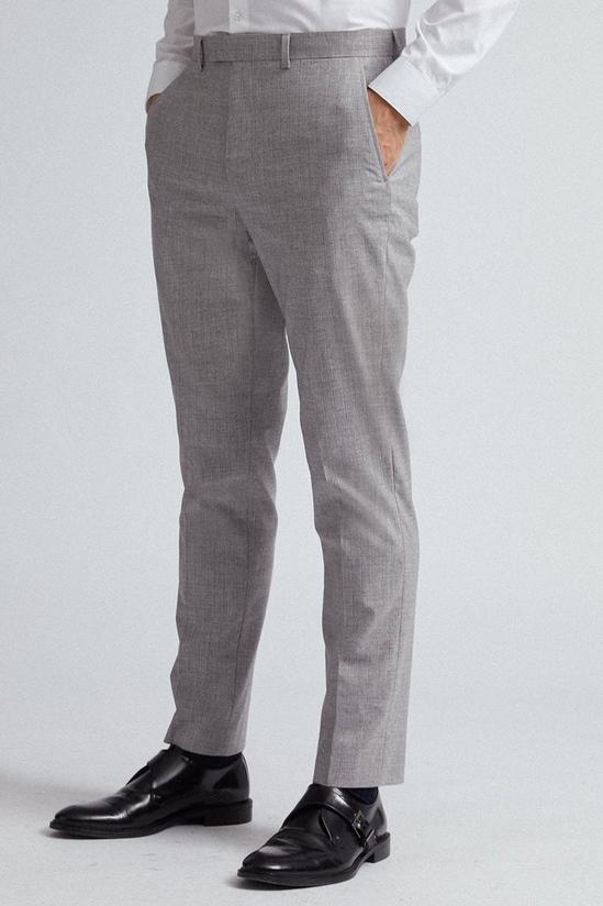 Burton Grey and Black Stripe Slim Fit Suit Trousers 1