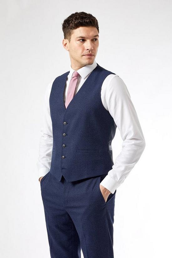 Burton Navy Marl Tailored Fit Suit Waistcoat 1
