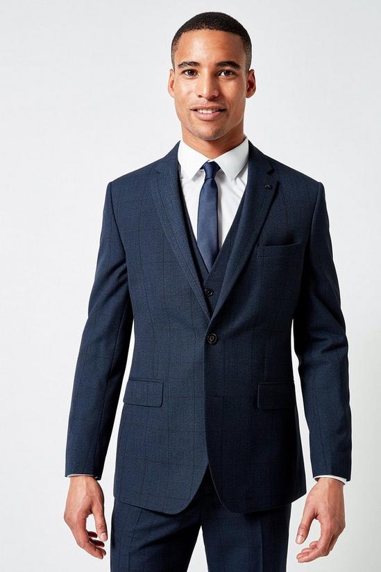 Burton Navy Jaspe tailored fit suit jacket 1