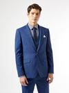 Burton Blue Texture Slub Skinny Fit Suit Jacket thumbnail 1