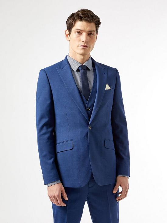 Burton Blue Texture Slub Skinny Fit Suit Jacket 1