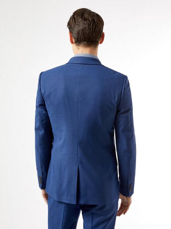 Burton Blue Texture Slub Skinny Fit Suit Jacket 2