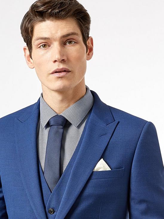 Burton Blue Texture Slub Skinny Fit Suit Jacket 3