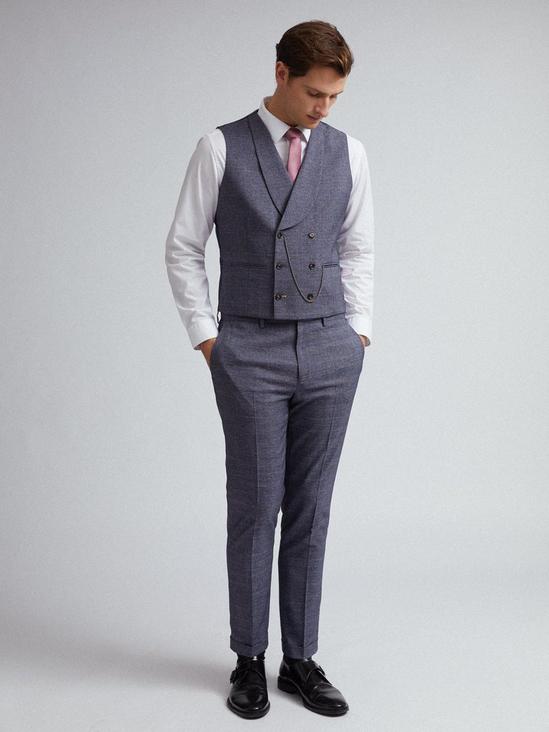Burton Blue Jaspe Check Skinny Fit Suit Trousers 2