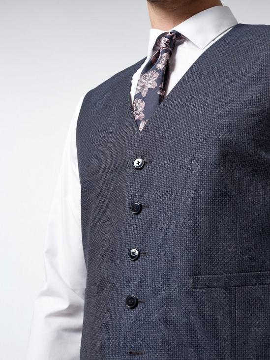 Burton Grey Blue Texture Tailored Fit Waistcoat 3