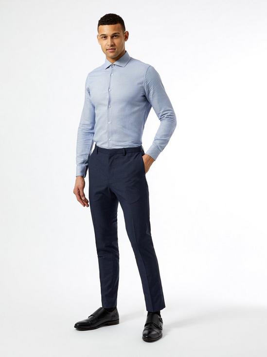 Burton Mid Blue Jasper Check Skinny Fit Suit Trousers 1