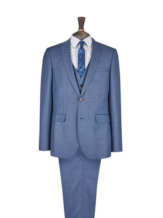 Burton Blue Slim Fit Sharkskin Suit Jacket 4