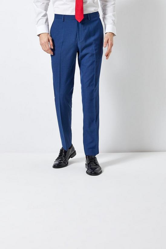 Burton Blue Texture Slim Fit Suit Trousers 1
