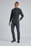 Burton Navy and Grey Tartan Slim Fit Suit Trousers thumbnail 2