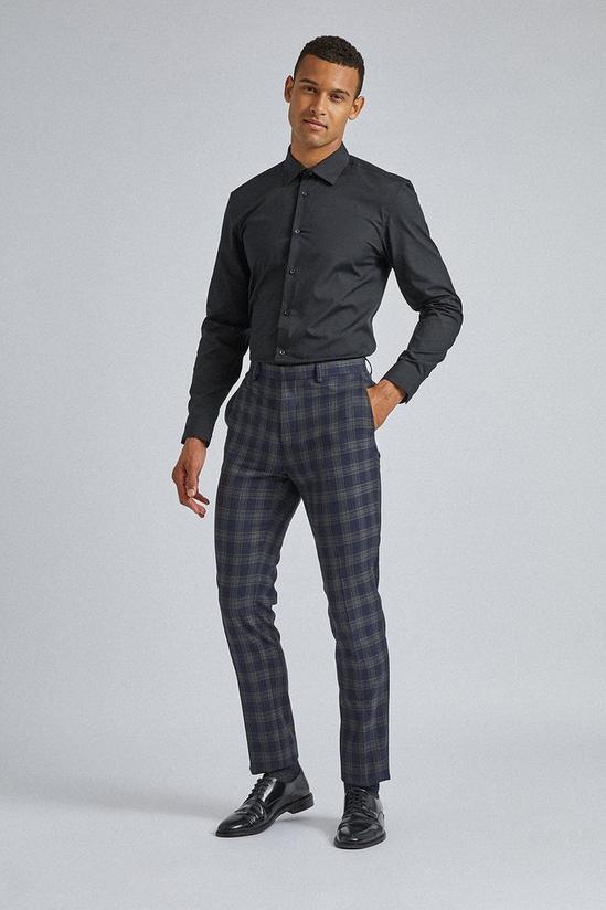 Burton Navy and Grey Tartan Slim Fit Suit Trousers 2