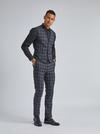 Burton Navy and Grey Tartan Slim Fit Suit Trousers thumbnail 5