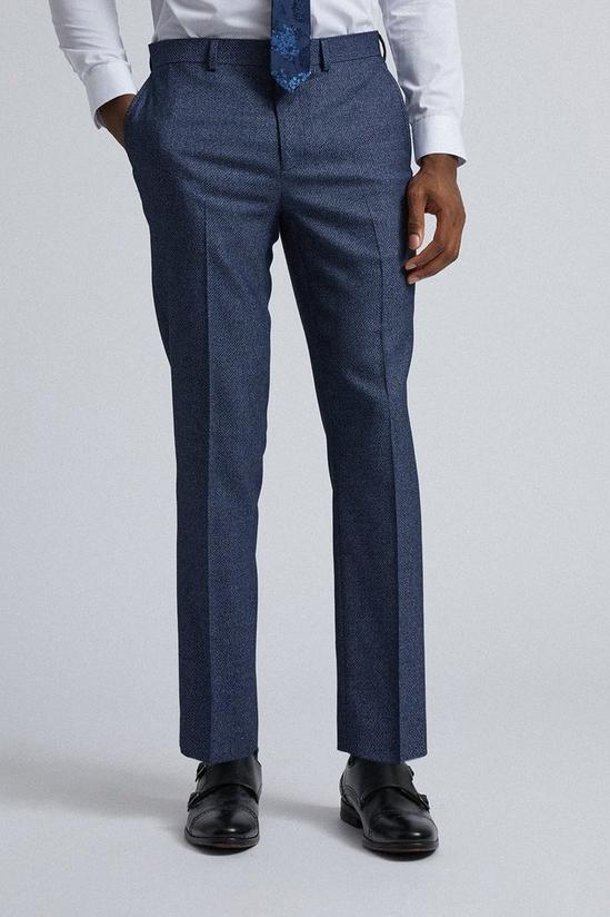 Burton Blue Texture Slim Fit Suit Trousers 1