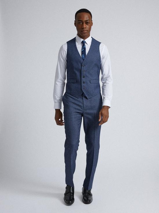 Burton Blue Texture Slim Fit Suit Trousers 5