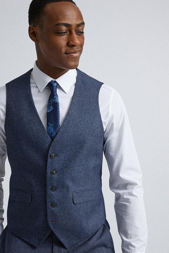 Burton Blue Texture Slim Fit Suit Waistcoat 1