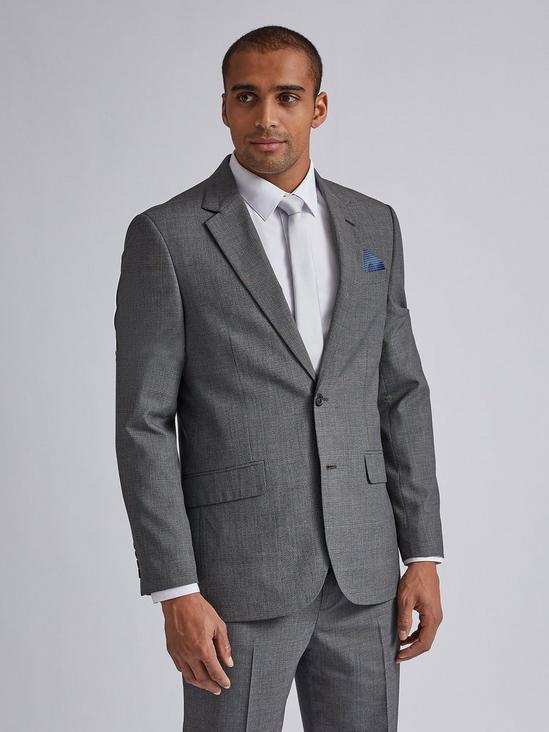 Burton Grey Jaspe Check Tailored Fit Suit Jacket 1