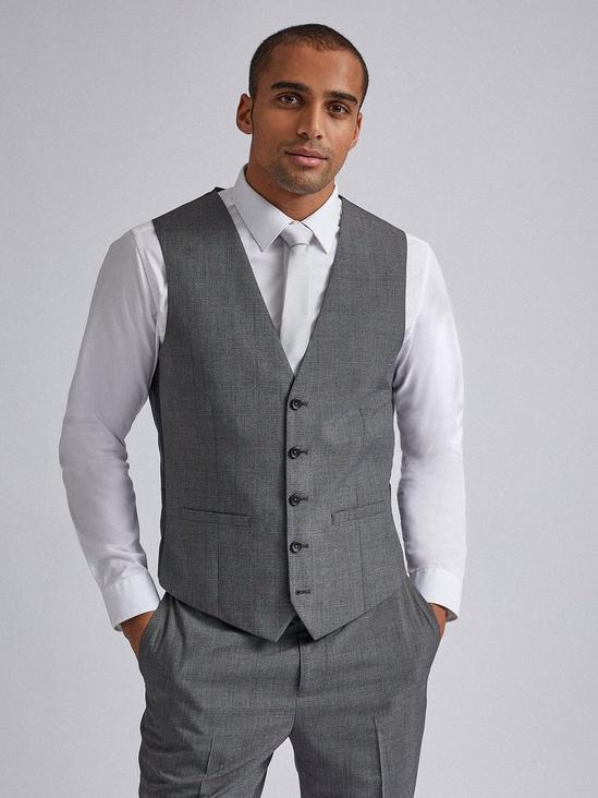 Burton Grey Jaspe Check Tailored Fit Suit Waistcoat 1