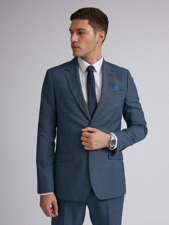 Burton Blue Jaspe Check Slim Fit Suit Jacket 5